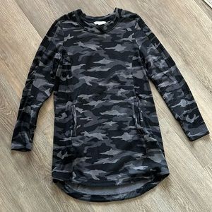 Athleta Balance Dress, black/gray camo, size medium.
